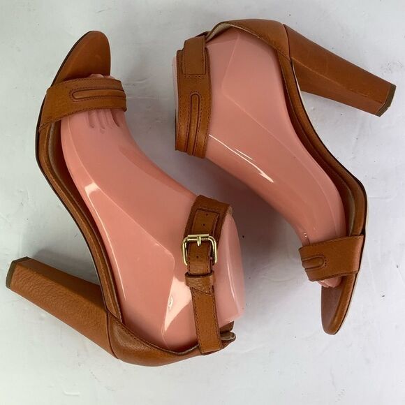 J.Crew Amalia High Heel Strap Light Brown Leather Sandal Sz 8 - Picture 6 of 12